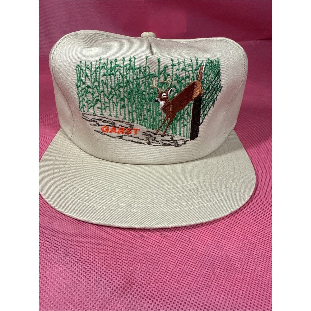 NOS GARST Hat-Seed-Buck Deer Jump Fence Corn Row Brown Snapback K-Brand